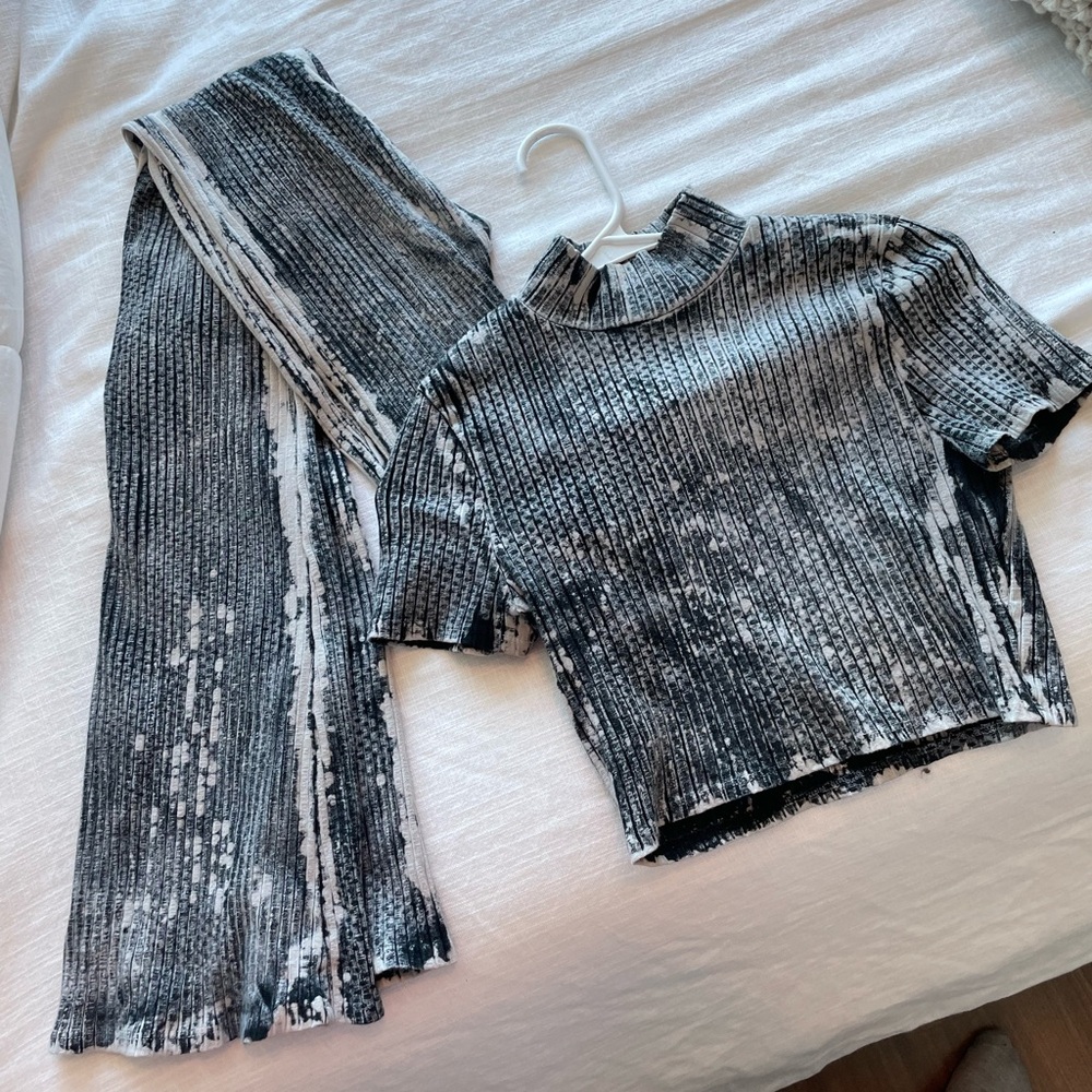 Ribbed Crop Top & Flare Pant - Set